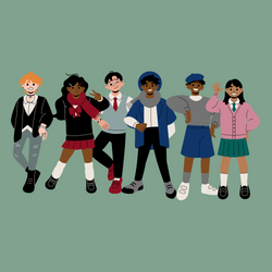 Animation of kids posing for photo